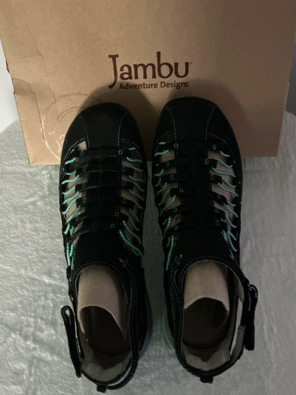 Jambu Black Sport Sandal Sneakers with Mint Trim